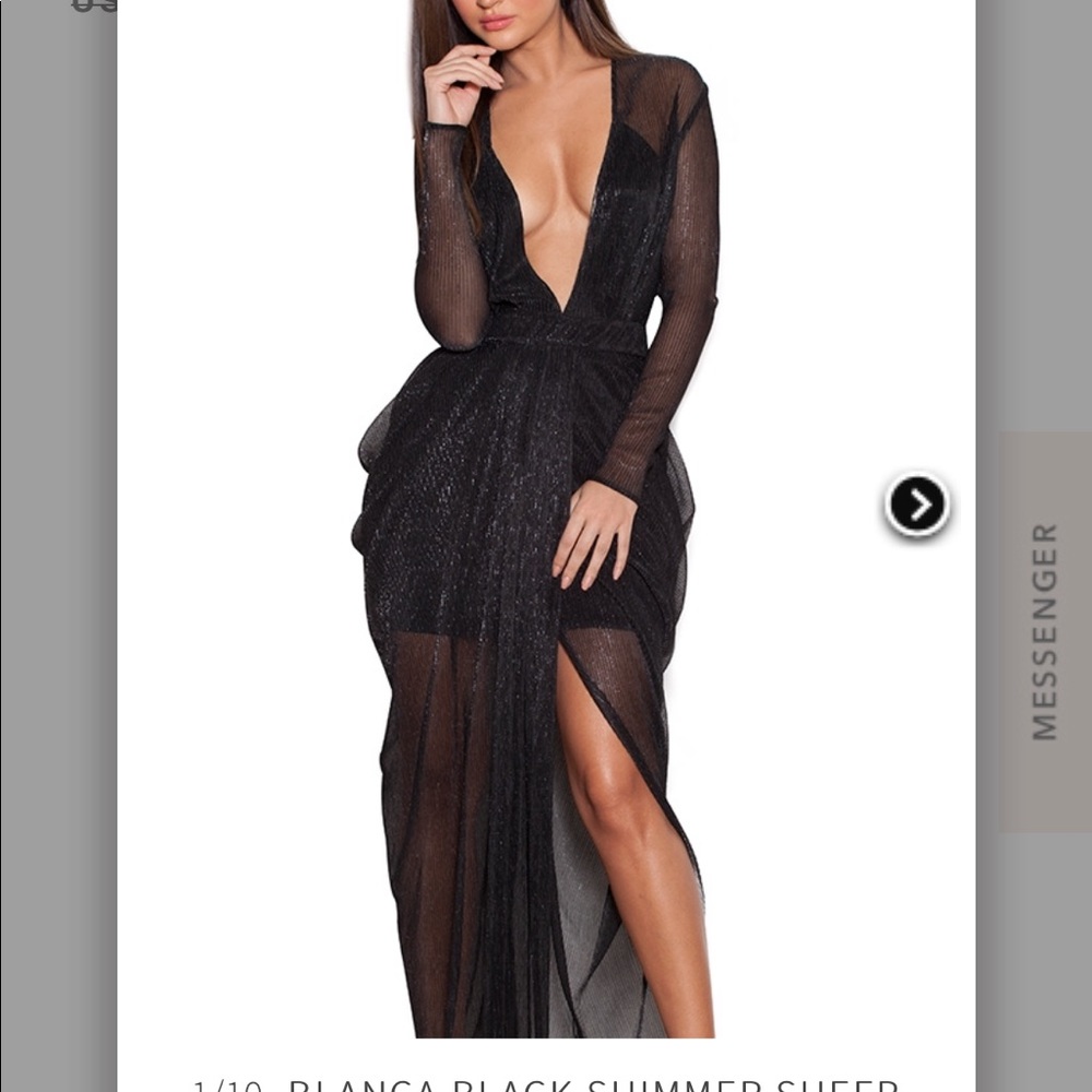 ‘Blanca’ Black Shimmer Sheer Chiffon Maxi Dress